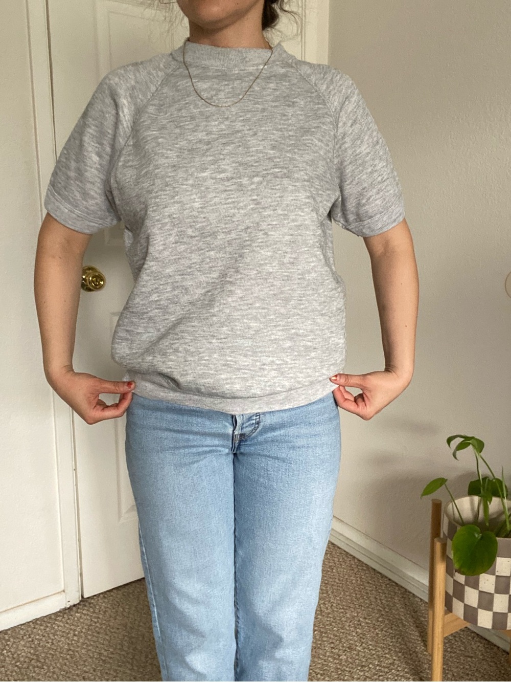 St. John's Bay Heather Gray Short-Sleeve Crewneck Sweatshirt